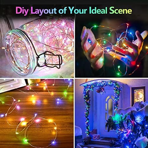 4-Pack 60 LED Christmas Twinkle Lights, 20ft Waterproof for Porch