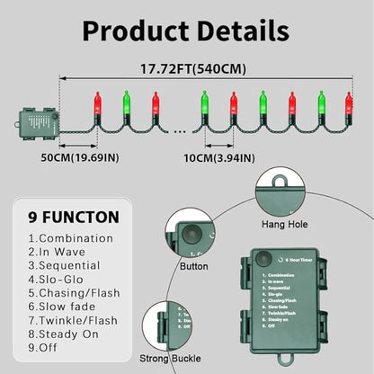 Christmas Fairy Lights, 16ft 50 LED Battery Twinkle Lights