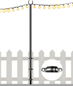 Metal String Light Poles, 10ft Patio Light Stands