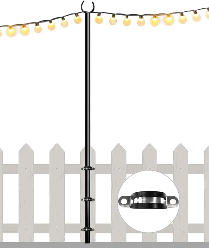 Metal String Light Poles, 10ft Patio Light Stands