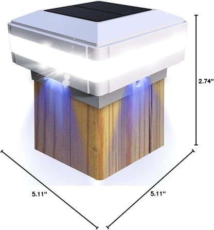Sumaote Solar Post Cap Light for 4x4 Wooden Post, 52 LEDs 160 Lumen Outdoor Deck Lights IP65 Waterproof, 6000K Daylight White Decorative Lighting for Fence Deck Railing Garden, White Shell, 1 Pack