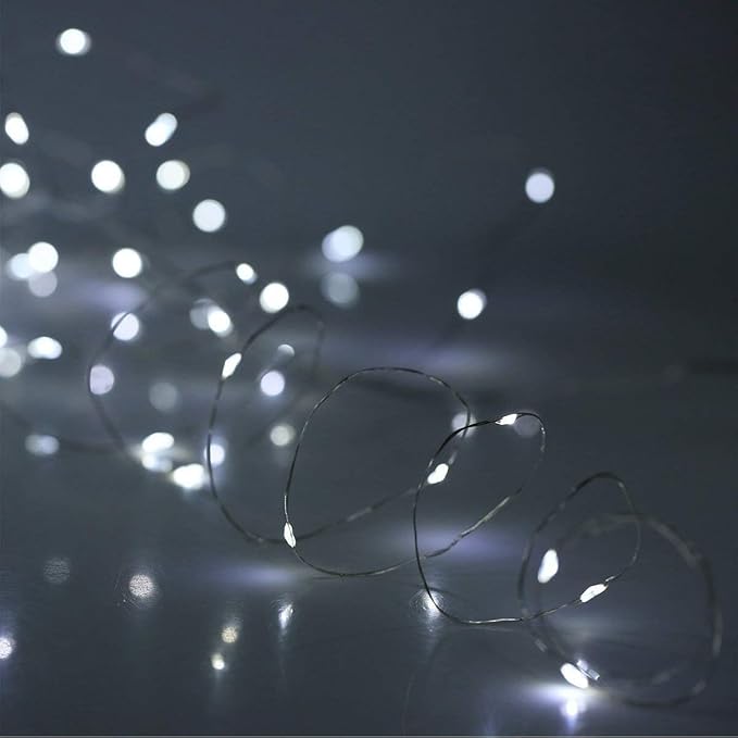 2 Pack 20 Feet 60 Cold White Led Fairy Lights Battery Operated with Remote Control Timer Waterproof Silver Copper Wire Twinkle String Lights for Party Bedroom Wedding Christmas Decorations