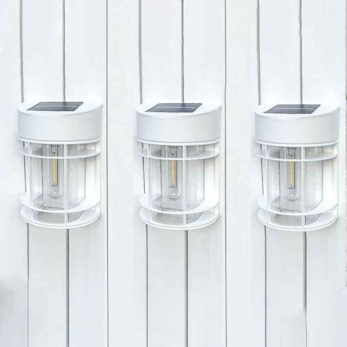 Solar Fence Lights, 12 Pack Waterproof Solar Lights Outdoor, 3000K Warm White LED Outdoor Solar Lights for Fence Garden Yard Step Stairs Patio Décor