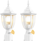 White Pole Lantern with Planter, Solar Outdoor