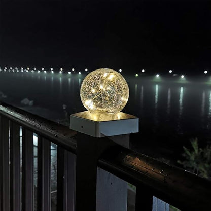SUNNYPARK 2PK Solar Post Cap Lights -Waterproof Outdoor Cap Lights for Deck, Fence, Patio, LED Garden Decorative Lights for Wooden or Vinyl Posts - Warm White