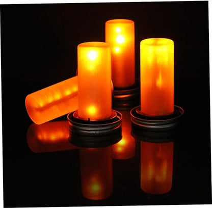 Solar Mason Jar Lids, Mason Jar Lights, LED Solar Lids Lights for Jars, Simulation Flame Flickering Garden Wedding Patio Home Decoration for Regular Mouth Lantern