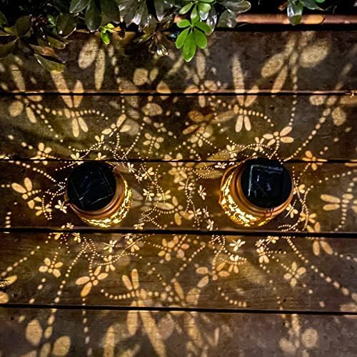 2-Pack Dragonfly Solar Lanterns, Waterproof LED Porch Lights