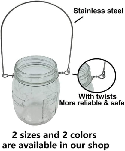 Solar Mason Jar Lamp Hangers - 12 Pack Outdoor Solar Powered Jar Light Holders with Handle for Hanging Bottles Creative Wall Mounted Lanterns for Garden Patio Lawn Balcony Decor