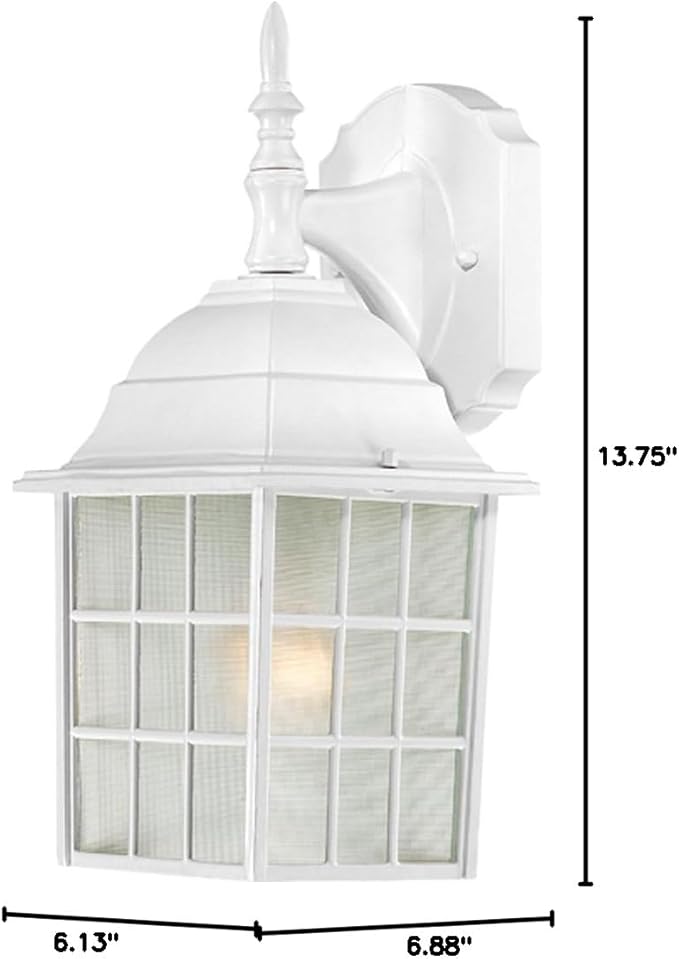 Nuvo Lighting 60/4904 Adams One Light Wall Lantern/Arm Down 100 Watt A19 Max. Frosted Glass White Outdoor Fixture