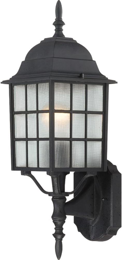 Nuvo Lighting 60/4903 Adams One Light Wall Lantern/Arm Up 100 Watt A19 Max. Frosted Glass Textured Black Outdoor Fixture