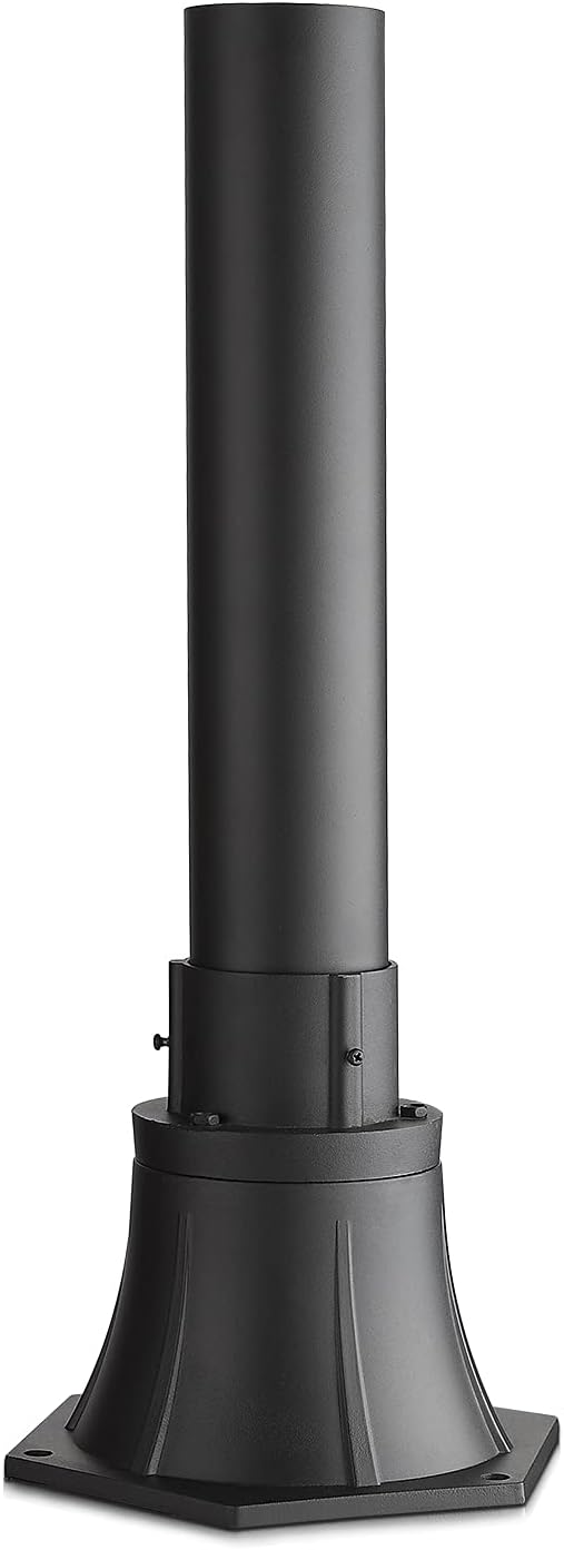 Outdoor Post Light Pole with Base, HWH Outside Lamp Post Accessories, Black Aluminum Mounting Pole and Base for Exterior Pathway Patio Garage Yard Garden, 5HW39PA BK