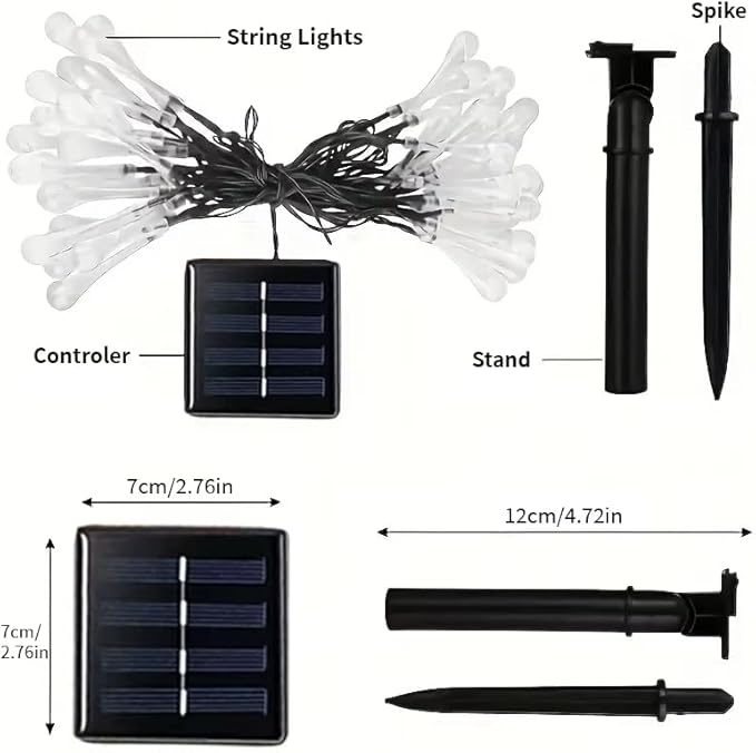 Solar String Light Outdoor Waterproof Solar Drop Lights,Water Drop Fairy Lights 13ft 20LEDs Solar Light with 8 Modes Solar Party Lights for Garden,Christmas Decorations (20ft 30LED Warm)