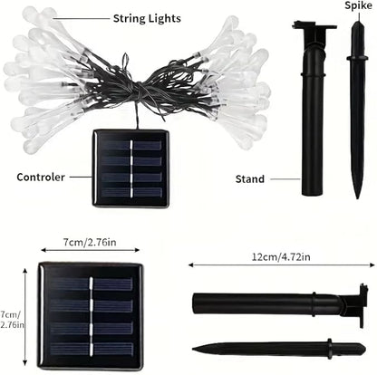 Solar String Light Outdoor Waterproof Solar Drop Lights,Water Drop Fairy Lights 13ft 20LEDs Solar Light with 8 Modes Solar Party Lights for Garden,Christmas Decorations (20ft 30LED White)