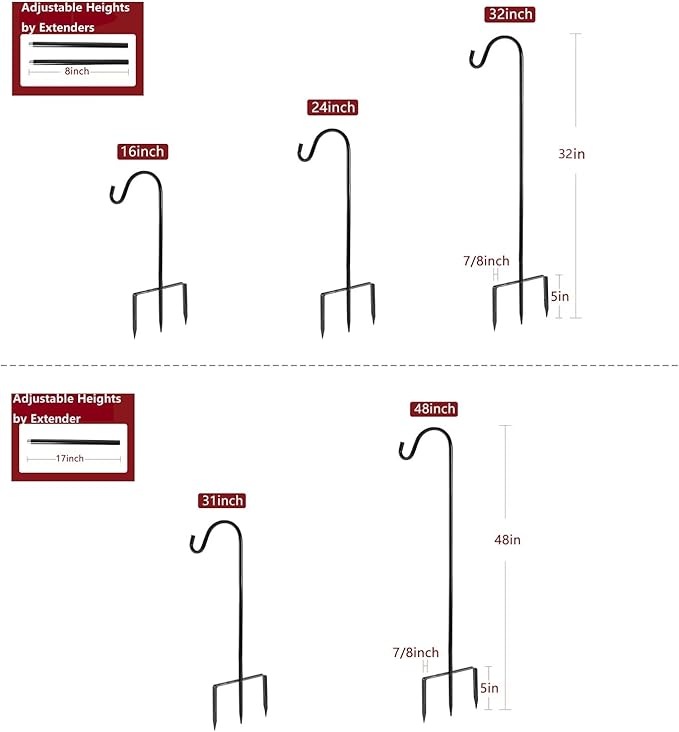 Heavy-Duty Shepherd's Hooks, 48" Garden