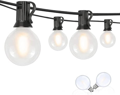 GOOTHY 50Ft LED Outdoor Patio String Lights - Waterproof Globe Lights with 52 Shatterproof Frosted Bulbs, Connectable for Wedding, Party, Christmas & Garden Decor, Black Wire