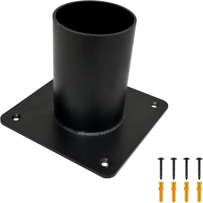 Heavy Duty Pier Mount Adapter for 3" Surface Mount Post, Metal Black Outdoor Post Bracket for Post Light, Mailbox Pole, Light Pole