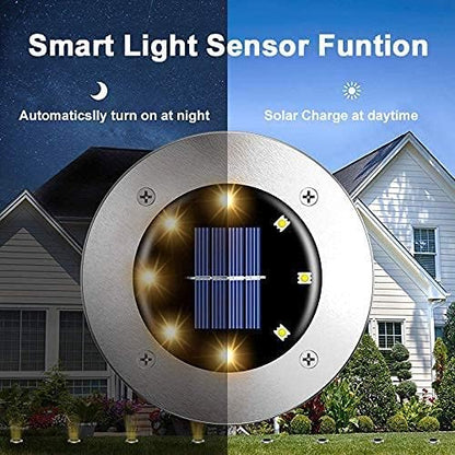 Aogist Solar Ground Lights - 12 Pack, 8 LED, Waterproof Outdoor Disk Lights for Pathway, Yard, Walkway, Patio, Lawn Path (Warm White)