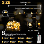 Outdoor String Lights, 8ft Waterproof LED