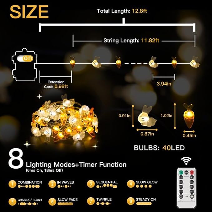 Outdoor String Lights, 8ft Waterproof LED