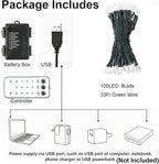 33ft Christmas LED String Lights, Waterproof Timer Lights