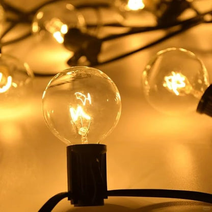 25FT G40 Globe Patio Lights with 20 Edison Glass Bulbs(4 Spare),5W E12 Base Warm Yellow Outdoor String Lights,Waterproof Connectable Hanging Light for Backyard Porch Balcony Party Decor