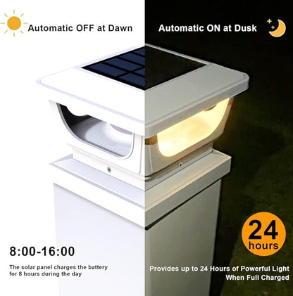 Brighticonic Solar Post Cap Lights Outdoor for 4x4, 3x3 – Auto On/Off Post Lights Solar Powered - Easy Install, IP65 Waterproof Deck & Fence Lights – Long Lasting Battery – 120 Lumen, WarmWhite - 2pck