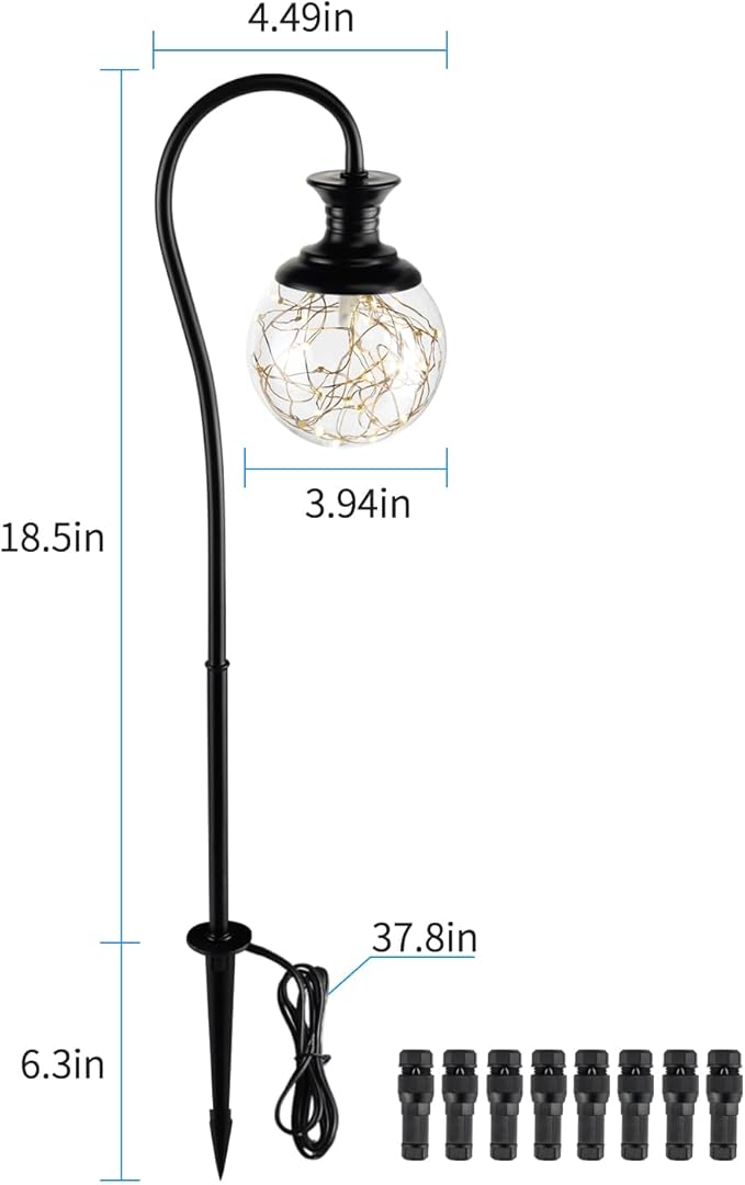 Low Voltage Globe Garden Lights, Landscape Lighting Low Volt Glass Pathway Lights, Decroative LED Path Lighting for Path, Patio, Yard, Walkway, 12-24V AC/DC, Corded, Waterproof, 2.5W 136LM