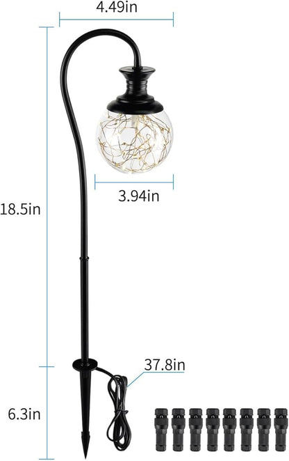 Low Voltage Globe Garden Lights, Landscape Lighting Low Volt Glass Pathway Lights, Decroative LED Path Lighting for Path, Patio, Yard, Walkway, 12-24V AC/DC, Corded, Waterproof, 2.5W 136LM