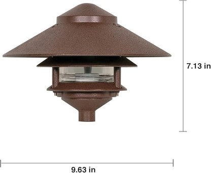 NUVO SF76/635 One 2 Louver Hood Outdoor Pagoda Landscape Pathway Light, 2 Tier-Large, Old Bronze