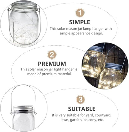 Solar Mason Jar Lamp Hangers - 12 Pack Outdoor Solar Powered Jar Light Holders with Handle for Hanging Bottles Creative Wall Mounted Lanterns for Garden Patio Lawn Balcony Decor