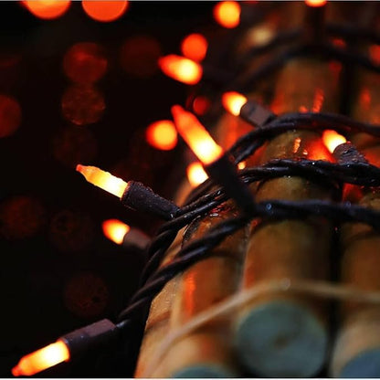 LAMPHOME Orange Halloween Light, 100 Count 20FT String Light,120V UL Certified Orange String Lights, Plug in Brown Wire Fall Lights Waterproof for Spooky Thanksgiving Party Decor