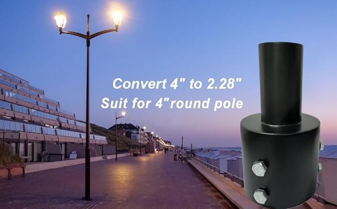 Slip Fitter Light Pole Adapter - for 4 inch Round Pole, 2 3/8 inch Round Tenon Adapter for Led Parking Lot Lights Shoebox Street Post Light Metal Outdoor Mount Bracket