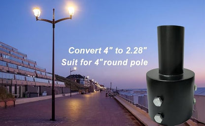 Slip Fitter Light Pole Adapter - for 4 inch Round Pole, 2 3/8 inch Round Tenon Adapter for Led Parking Lot Lights Shoebox Street Post Light Metal Outdoor Mount Bracket