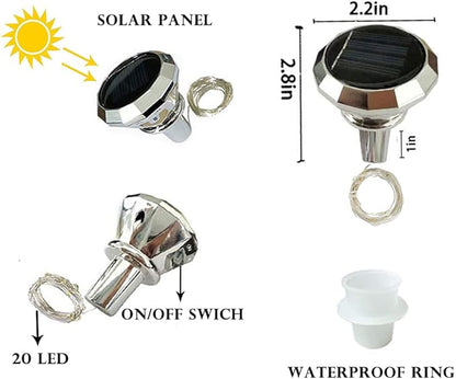 Solar Wine Bottle Lights, 10 Pack Diamond Cork Lights, 20 LED Outdoor Waterproof Fairy String Lights for Garden Wedding Patio（Cool White）