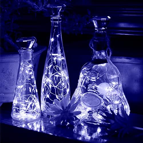 VOOKRY Solar Wine Bottle Lights with Cork 8 Pack 20 LEDs Fairy Lights String Silver Wire Light,for Party,Christmas,Mother's Day,Wedding Center or Table Decorations, Cold White