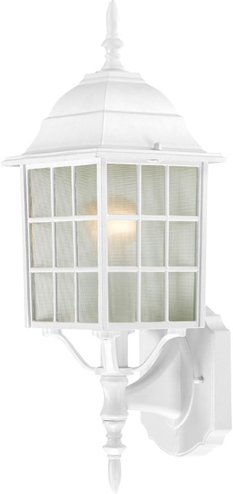 Nuvo Lighting 60/4901 Adams One Light Wall Lantern/Arm Up 100 Watt A19 Max. Frosted Glass White Outdoor Fixture, 18 Inches