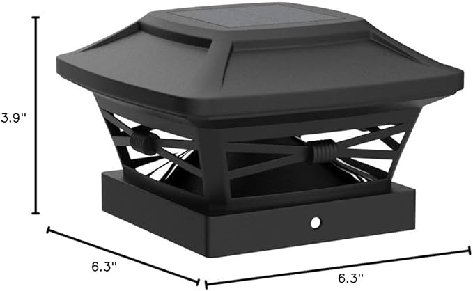 8-Pack Black Solar Deck Post Lights, Outdoor LED Caps