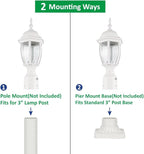 White Post Lighting Fixture with Planter, Solar Outdoor