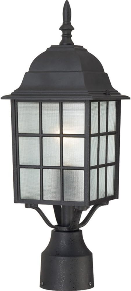 Nuvo Lighting 60/4909 Adams One Light Post Lantern 100 Watt A19 Max. Frosted Glass Textured Black Outdoor Fixture
