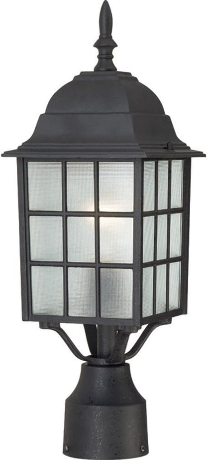 Nuvo Lighting 60/4909 Adams One Light Post Lantern 100 Watt A19 Max. Frosted Glass Textured Black Outdoor Fixture