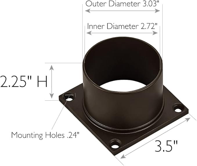 Design House 588004-BRZ Standard 3-Inch Fitter Outdoor Pier Base Accessory Mount Post Light Base for Deck Porch Patio Aluminum Bronze