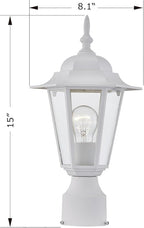 White Solar Post Lighting Fixture, Outdoor Post Lighting