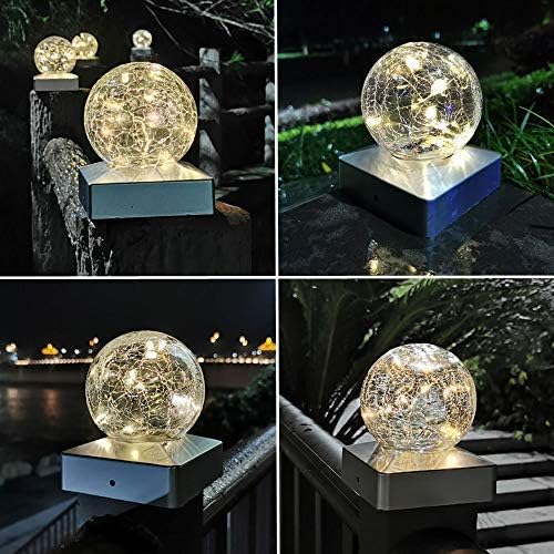 SUNNYPARK Solar Post Lights - Outdoor Post Cap Light for Fence Deck or Patio Garden Decoration Solar Powered Caps, LED Lighting, Lamp Fits 4x4 in - Warm White 4 Pack