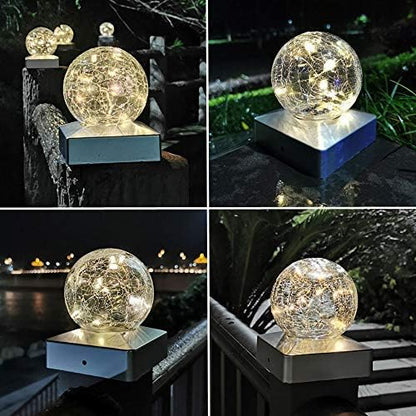 SUNNYPARK Solar Post Lights - Outdoor Post Cap Light for Fence Deck or Patio Garden Decoration Solar Powered Caps, LED Lighting, Lamp Fits 4x4 in - Warm White 4 Pack