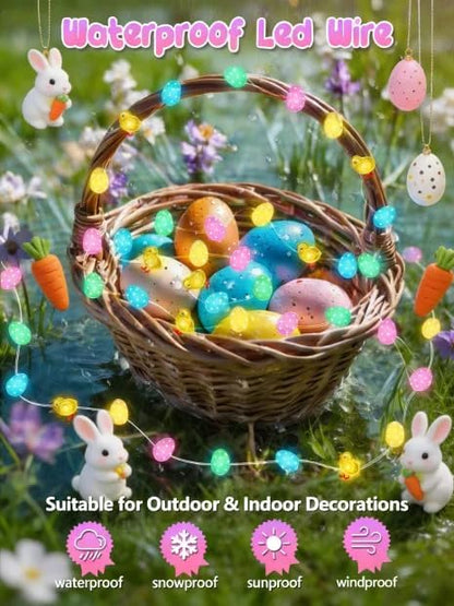 Easter Fairy Lights Battery Operated with Remote, 10FT 30 LED Chicken Egg String Lights with 8 Modes & Timer, Twinkle Lights for Outdoor Indoor Party Spring Bedroom Decor, Pastel