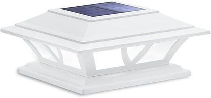 SIEDiNLAR Solar Post Lights Outdoor 2 Modes LED Deck Fence Cap Light for 4x4 5x5 6x6 Posts Patio Garden Decoration Warm White/Cool White Lighting White (1 Pack)