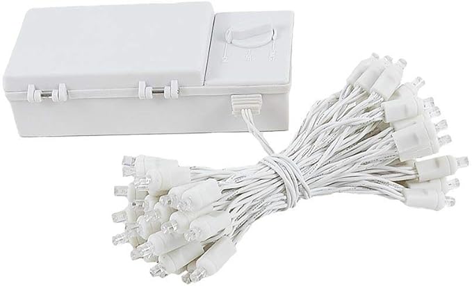 Novelty Lights Battery Operated LED Mini Lights 18 Feet, 50 Count Pure White Fairy Lights on White Wire, On/Off & Timer Modes, Indoor/Outdoor Use, 3X D-Cell Required