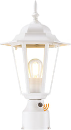 White Solar Post Lighting Fixture, Outdoor Post Lighting