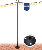 10ft Outdoor String Light Poles, Metal