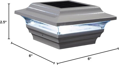 Classy Caps SL211W 4x4 Imperial Solar Post Cap, White–High-Performance LED Lights, Durable Cast Aluminum, Warm and Cool Light Modes, Fits 4"x4" or 3.5"x3.5" Posts, Ideal for Decks, Fences(Pack of 6)